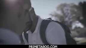 nerdy teen double penetrated by two cocks