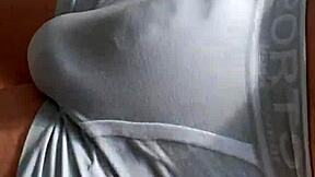 Tight shorts hardon bulging in public, wanna see it pop out?