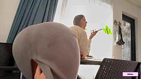 fucked my stepmom hard on phone call while she reports to boss she rides cowgirl cumshot facial