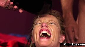 imagine this nasty doll swallowing jizz loads from blowbang faces