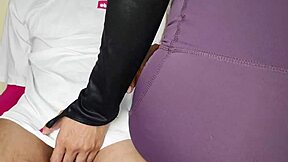 cute indian gym girl strokes client's huge cock up close