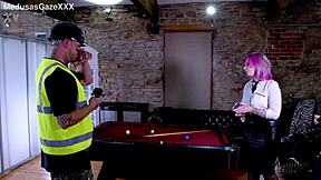 Blonde big tits babe bends over for creampie doggystyle in photoshoot roleplay