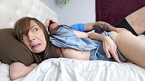 Stepson Sneaks Into Stepmom's Bed For Hard Fuck And Creampie