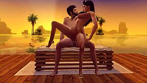 ब्रूनेट हेंटाई लड़की स्पेन में आउटडोर्स रिलैक्सिंग सेक्स सीन में राइड करती है