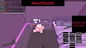 Upogne se za doggystyle, misijonar, pihanje in igranje s pičko do orgazma v Robloxu