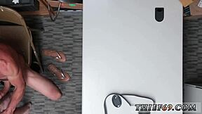 The petite brunette and skinny redhead teen suspects were interrogated in police uniforms by the old officer