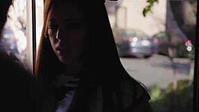 Hjertet mitt banker når uniform-tenåring blir boret av kjempestor kuk!