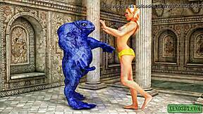 Monštruózny štvornásobok v divokej 3D hentai akcii