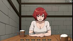 Tomboy láska v horúcej kováčni hentai hre, riskantný verejný blowjob pod stolom v ep 2