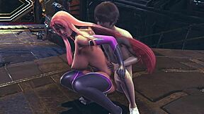 Makai Kishi z Taimanin Asagi 3 zostaje mocno wyruchana w ciasną cipkę w pozycji łyżeczkowej na podłodze