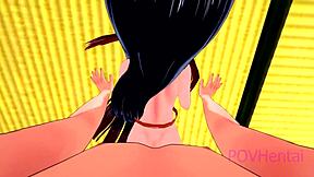 demon slayer nezuko blir tagen på en åktur av ett monster