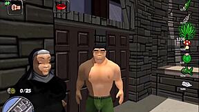 Ny mand på Bonetown ferie, rider cowgirl med store titter der hopper