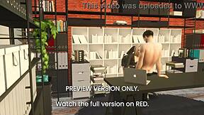 3डी हेंटाई प्रीव्यू कार्टून में रफ ऑफिस सेक्स दिखाता है