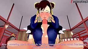 Chun-li kæmper i street fighter med fantasy elementer i 3D tegneserie stil