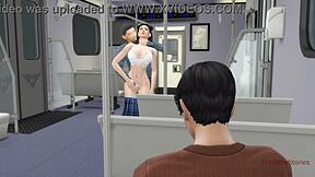 Stari stranac pipa mladu 18+ azijsku studentkinju u prepunom metrou