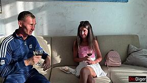 Did this street guy just tempt her with a drink for doggystyle?