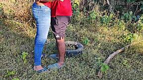 Man, this big ass student got slammed in standing doggystyle in the forest!