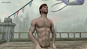 jag kan inte få nog av den här gay Skyrim threesome utomhus
