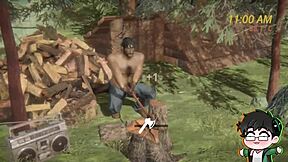 लंबरजैक जंगल में वाइल्ड स्ट्रिपटीज करता है, सब कुछ उतारता है