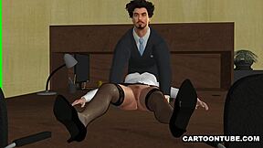 ¿Por qué esa secretaria tetona 3D chupa y folla en oficina?