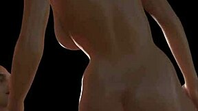 Блондинка ебёт парня сбоку в 3D порно