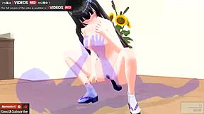 Min favorit japanska hentai-tjej går bananas i hårdknull