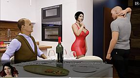 Anna bøjet over skrivebord med store patter og fisse til flaskeleg og cum i munden