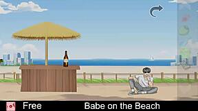 Gata joga jogo erótico na praia em estilo anime hentai