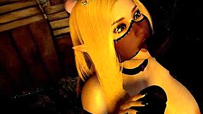 Padlá princezna se nechá prásknout v psí poloze obřím kokotem s velkými prsy