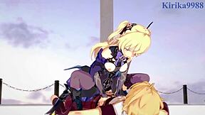 אמבר ופישל עם אמי ואיתר בהנטאי פרוע של גנשין אימפקט