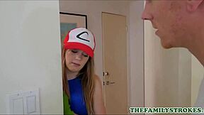 Cute blonde teen stepsister Dolly Leigh, wanna trade sex for rare Pokemon?
