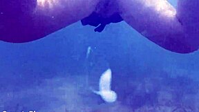 수영하면서 젖은 보지에 사정 후 수중 크림파이!