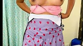 solo nude video where i milk my boobs into a glass and slide dildo deep in my pussy